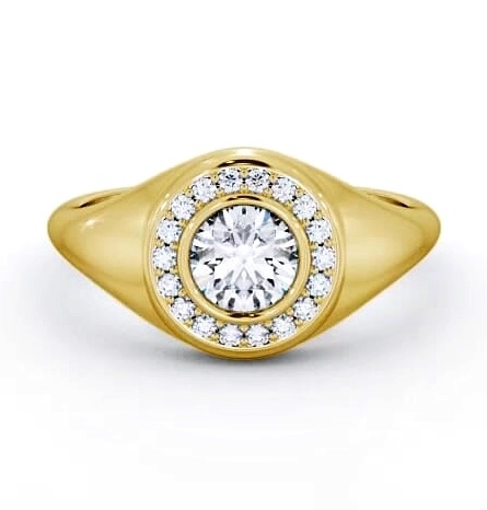 Halo Round Diamond Bezel Setting Engagement Ring 18K Yellow Gold ENRD190_YG_THUMB1