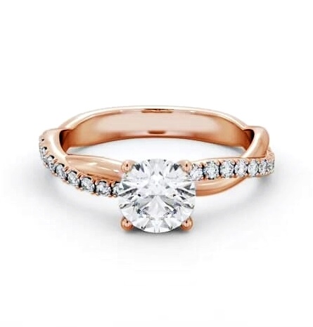 Round Diamond Crossover Band Engagement Ring 9K Rose Gold Solitaire ENRD190S_RG_THUMB1