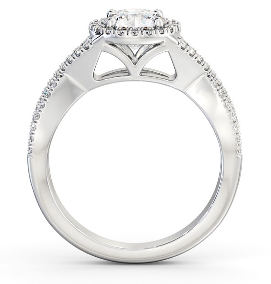 Halo Round Diamond Unique Design Engagement Ring 18K White Gold ENRD191_WG_THUMB1