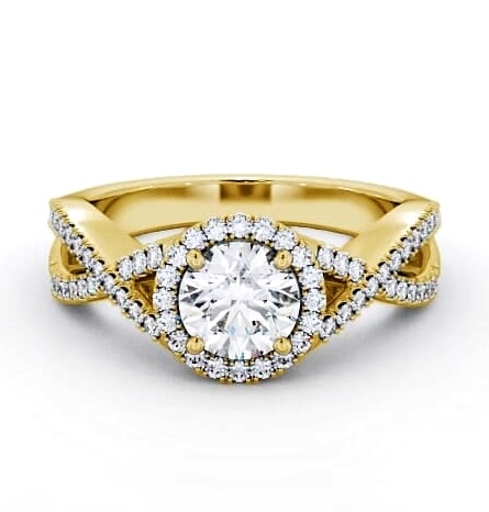 Halo Round Diamond Unique Design Engagement Ring 18K Yellow Gold ENRD191_YG_THUMB2 