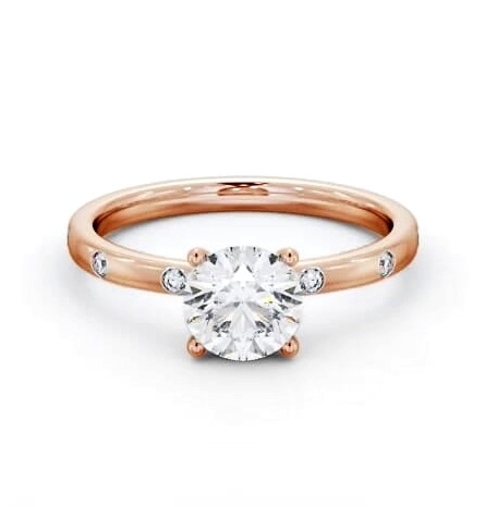 Round Diamond Engagement Ring 18K Rose Gold Solitaire with Flush ENRD191S_RG_THUMB2 