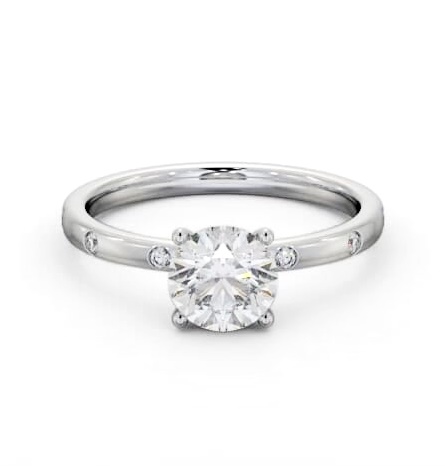 Round Diamond Engagement Ring 18K White Gold Solitaire with Flush ENRD191S_WG_THUMB1