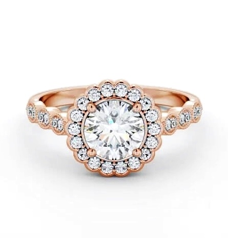 Halo Round Diamond High Setting Engagement Ring 18K Rose Gold ENRD192_RG_THUMB1
