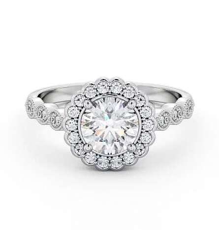 Halo Round Diamond High Setting Engagement Ring 18K White Gold ENRD192_WG_THUMB1