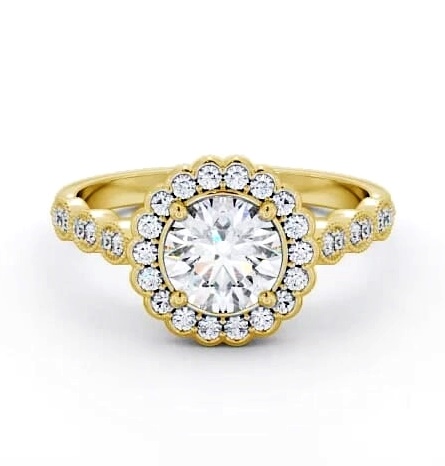 Halo Round Diamond High Setting Engagement Ring 18K Yellow Gold ENRD192_YG_THUMB1