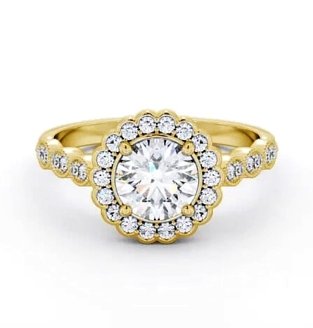 Halo Round Diamond High Setting Engagement Ring 18K Yellow Gold ENRD192_YG_THUMB2 