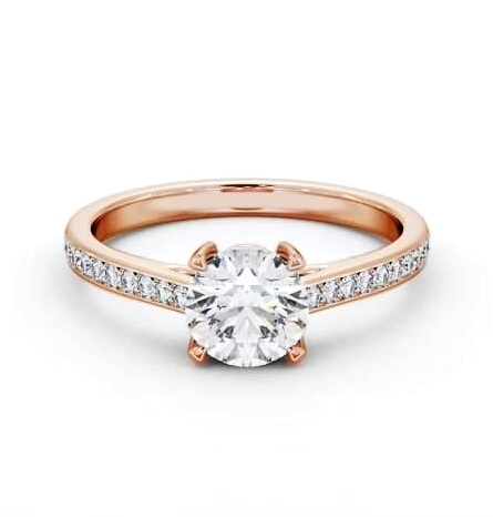 Round Diamond Box Style Setting Ring 18K Rose Gold Solitaire ENRD193S_RG_THUMB2 