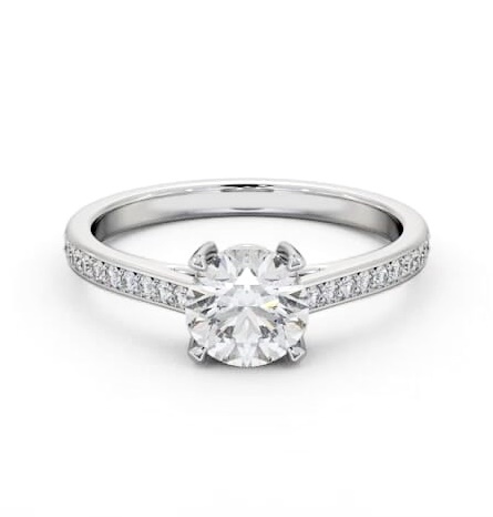 Round Diamond Box Style Setting Ring 18K White Gold Solitaire ENRD193S_WG_THUMB1