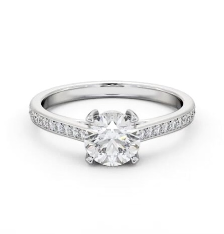 Round Diamond Box Style Setting Ring 18K White Gold Solitaire ENRD193S_WG_THUMB2 