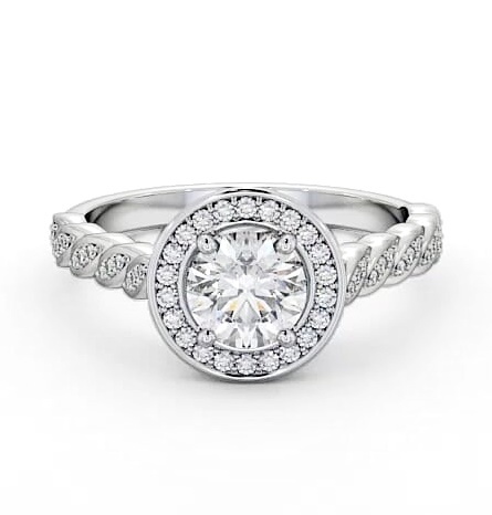 Halo Round Diamond Intricate Design Engagement Ring Platinum ENRD194_WG_THUMB1