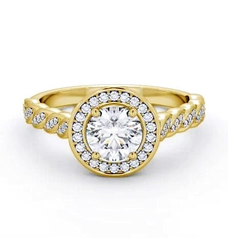 Halo Round Diamond Intricate Design Engagement Ring 18K Yellow Gold ENRD194_YG_THUMB1