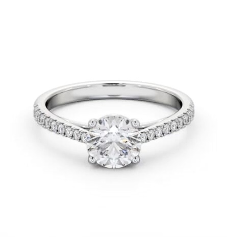Round Ring 9K White Gold Solitaire with Diamond Set Band and Supports ENRD194S_WG_THUMB1