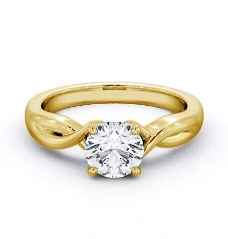 Round Diamond Contemporary Style Ring 9K Yellow Gold Solitaire ENRD195_YG_THUMB1