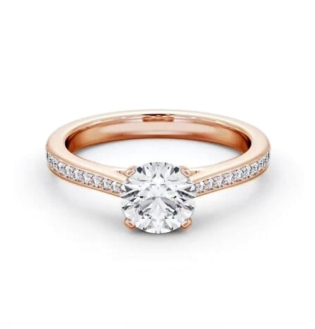 Round Diamond 4 Prong Engagement Ring 18K Rose Gold Solitaire ENRD195S_RG_THUMB1