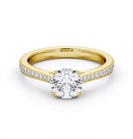 Round Diamond 4 Prong Engagement Ring 9K Yellow Gold Solitaire ENRD195S_YG_THUMB1