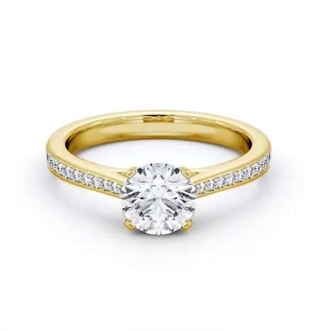 Round Diamond 4 Prong Engagement Ring 18K Yellow Gold Solitaire ENRD195S_YG_THUMB2 