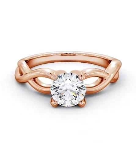 Round Diamond Crossover Band Engagement Ring 18K Rose Gold Solitaire ENRD196_RG_THUMB1