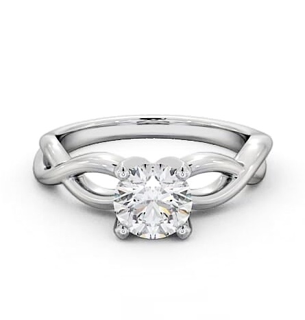 Round Diamond Crossover Band Engagement Ring 18K White Gold Solitaire ENRD196_WG_THUMB1