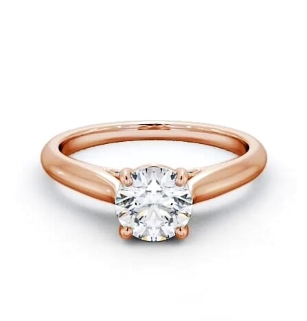 Round Ring with Diamond Set Bridge 18K Rose Gold Solitaire ENRD197_RG_THUMB1