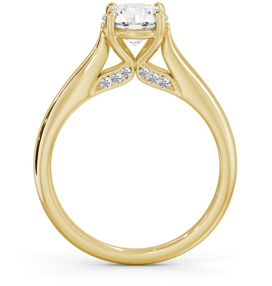 Round Ring with Diamond Set Bridge 18K Yellow Gold Solitaire ENRD197_YG_THUMB1 