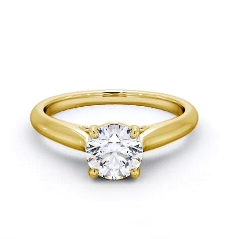 Round Ring with Diamond Set Bridge 18K Yellow Gold Solitaire ENRD197_YG_THUMB2 