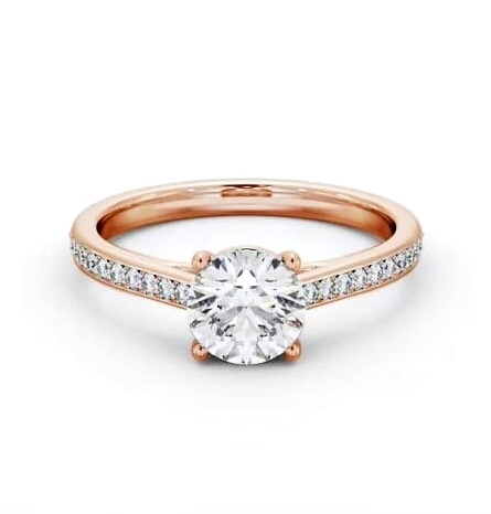 Round Diamond 4 Prong Engagement Ring 18K Rose Gold Solitaire ENRD197S_RG_THUMB1
