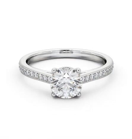 Round Diamond 4 Prong Engagement Ring Platinum Solitaire with Channel ENRD197S_WG_THUMB1