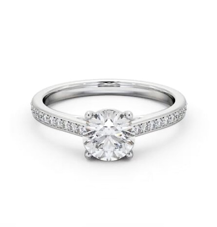 Round Diamond 4 Prong Engagement Ring 18K White Gold Solitaire ENRD197S_WG_THUMB2 