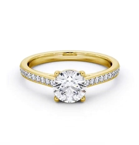 Round Diamond 4 Prong Engagement Ring 18K Yellow Gold Solitaire ENRD197S_YG_THUMB1