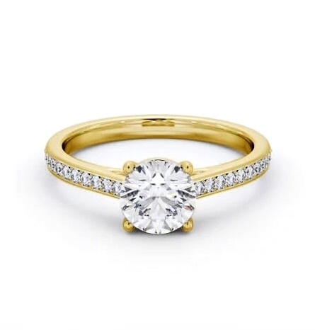 Round Diamond 4 Prong Engagement Ring 18K Yellow Gold Solitaire ENRD197S_YG_THUMB2 