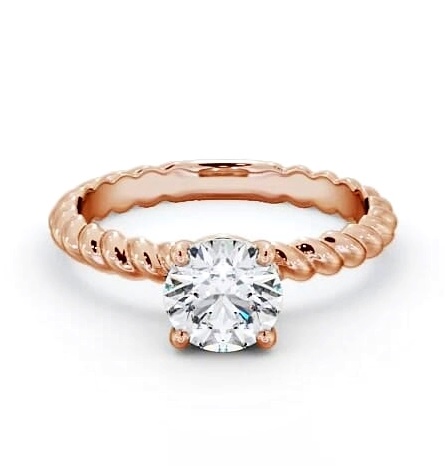 Round Diamond Rope Style Band Engagement Ring 18K Rose Gold Solitaire ENRD198_RG_THUMB1