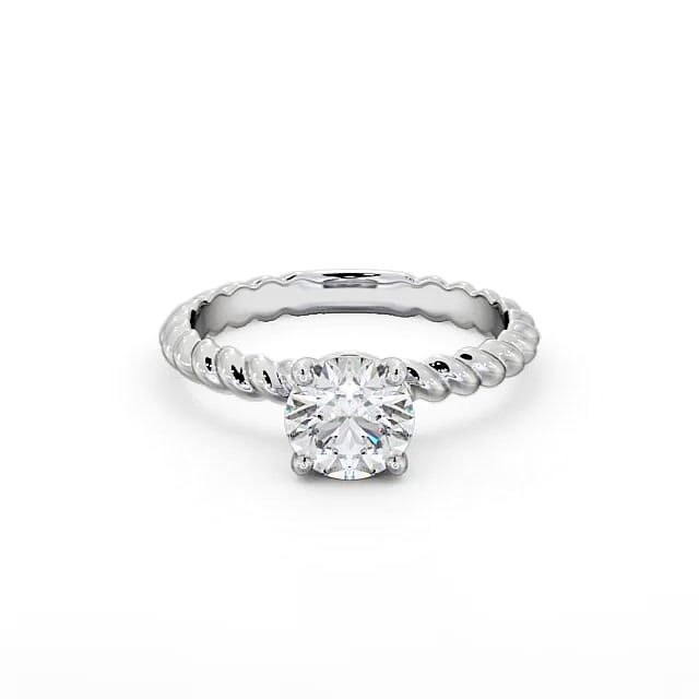 Round Diamond Engagement Ring 18K White Gold Solitaire - Abrielle ENRD198_WG_HAND