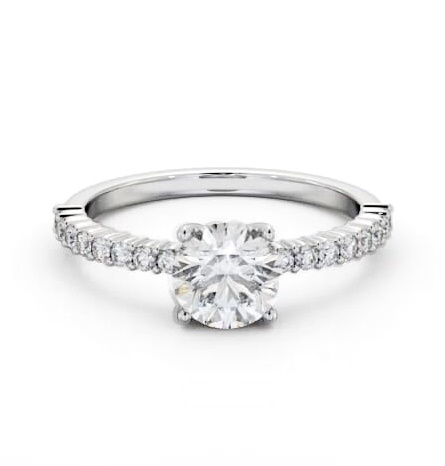 Round Diamond Elegant Engagement Ring Palladium Solitaire with Channel ENRD198S_WG_THUMB1