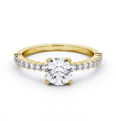 Round Diamond Elegant Engagement Ring 18K Yellow Gold Solitaire ENRD198S_YG_THUMB1