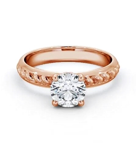 Round Diamond Rope Style Band Engagement Ring 9K Rose Gold Solitaire ENRD199_RG_THUMB1