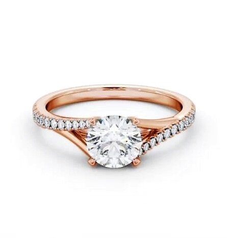 Round Ring 9K Rose Gold Solitaire with Offset Side Stones ENRD199S_RG_THUMB1