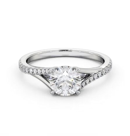 Round Ring Platinum Solitaire with Offset Side Stones ENRD199S_WG_THUMB1