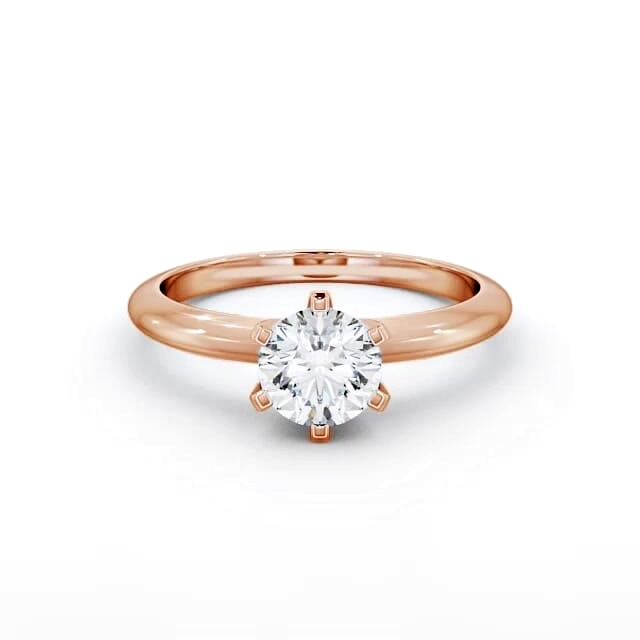 Round Diamond Engagement Ring 9K Rose Gold Solitaire - Karime ENRD19_RG_HAND