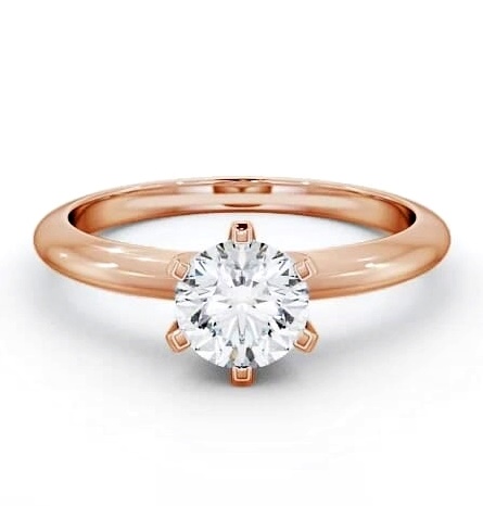 Round Diamond 6 Prong Engagement Ring 18K Rose Gold Solitaire ENRD19_RG_THUMB1