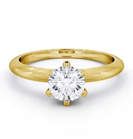 Round Diamond 6 Prong Engagement Ring 9K Yellow Gold Solitaire ENRD19_YG_THUMB1