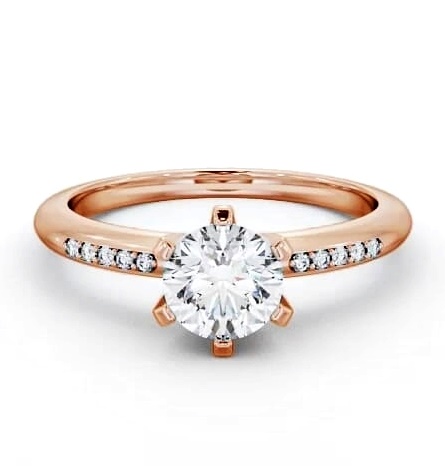 Round Diamond Classic 6 Prong Engagement Ring 18K Rose Gold Solitaire ENRD19S_RG_THUMB1