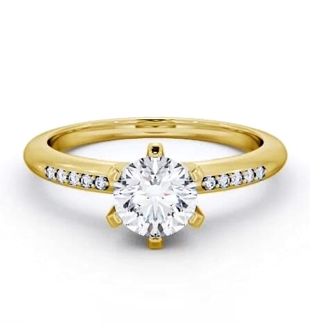 Round Diamond Classic 6 Prong Engagement Ring 9K Yellow Gold Solitaire ENRD19S_YG_THUMB1