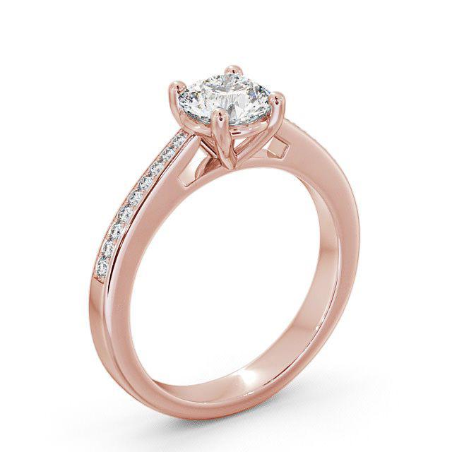 Round Diamond Engagement Ring 18K Rose Gold Solitaire With Side Stones - Colette ENRD1S_RG_HAND