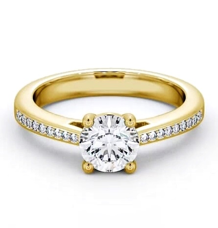 Round Diamond 4 Prong Engagement Ring 9K Yellow Gold Solitaire ENRD1S_YG_THUMB1