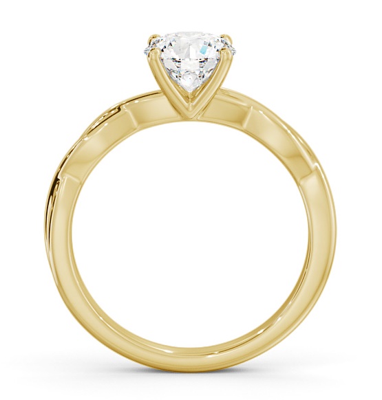 Round Diamond Crossover Band Engagement Ring 18K Yellow Gold Solitaire ENRD200_YG_THUMB1