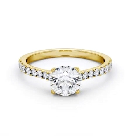 Round Diamond Trellis Style Engagement Ring 9K Yellow Gold Solitaire ENRD200S_YG_THUMB1