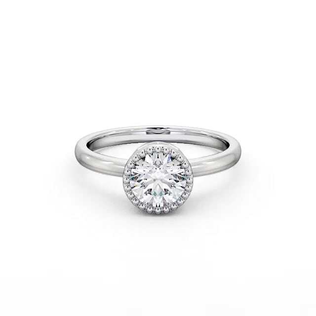 Round Diamond Engagement Ring 18K White Gold Solitaire - Amaree ENRD201_WG_HAND