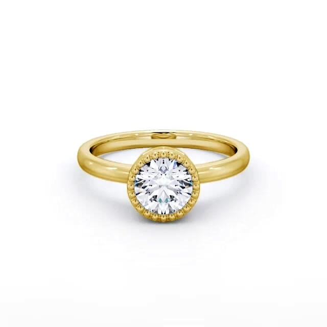 Round Diamond Engagement Ring 18K Yellow Gold Solitaire - Amaree ENRD201_YG_HAND