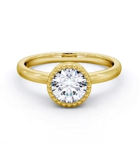 Round Diamond Intricate Design Ring 9K Yellow Gold Solitaire ENRD201_YG_THUMB2 