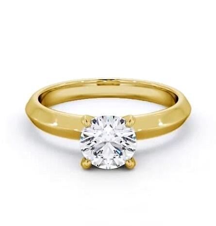 Round Diamond Knife Edge Band Engagement Ring 9K Yellow Gold Solitaire ENRD202_YG_THUMB1